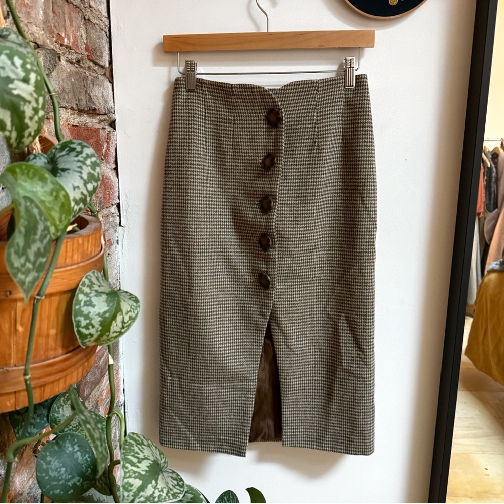 Oak + Fort | Houndstooth Pencil Skirt | Small
